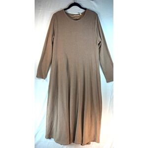 Soft Surroundings Taupe Ribbed Maxi Dress Long‎ Sleeve PXL casual comfort